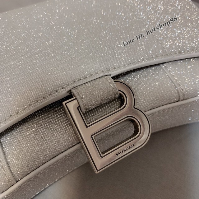 Balenciaga專櫃爆款閃銀白Hourglass mini鏈帶包 巴黎世家鏈條沙漏包 fyj1469